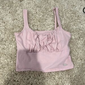 hollister pink ruffle top